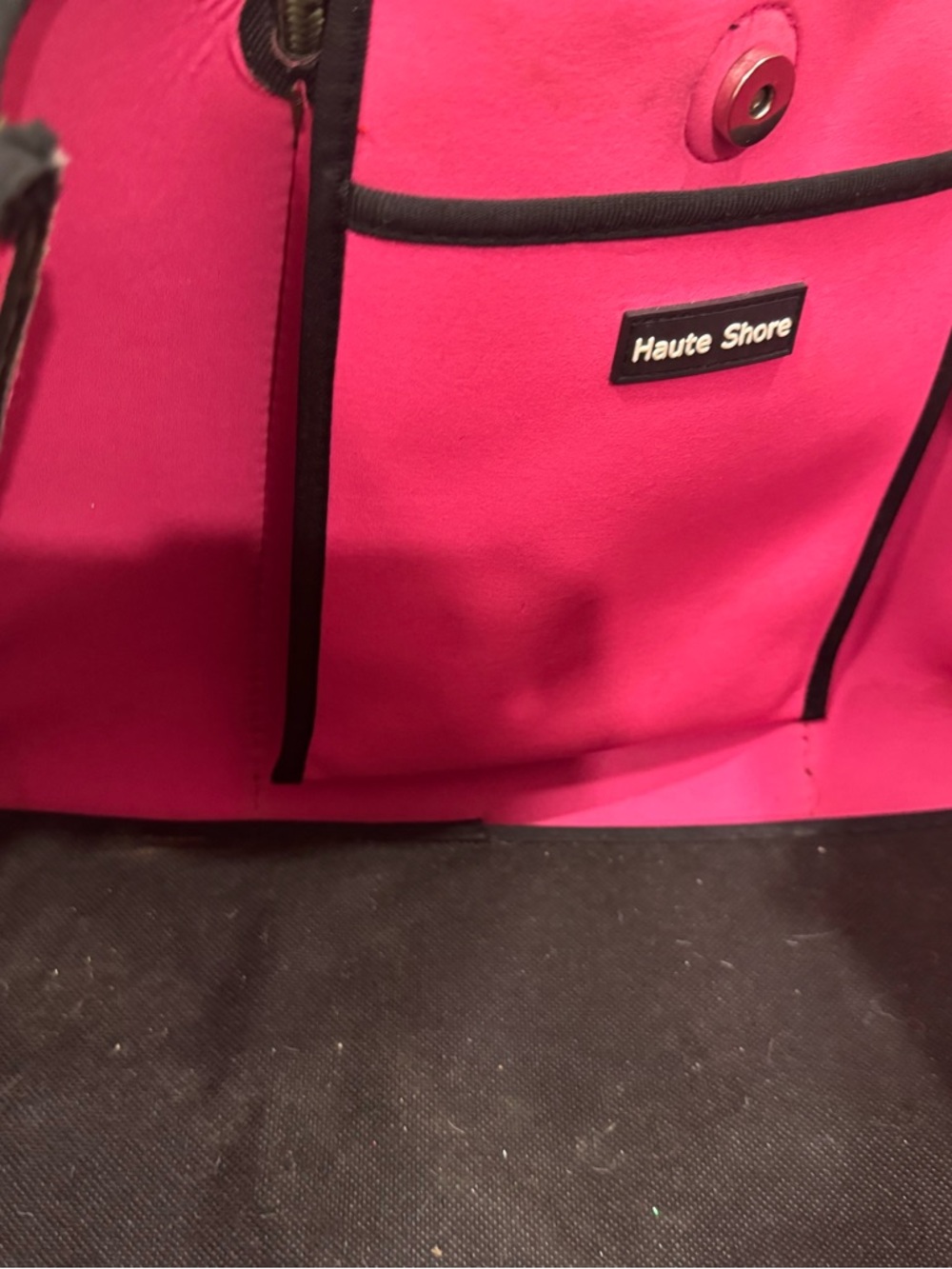 HAUTE SHORE Hot Pink Neoprene Tote with Black Trim - Picture 2 of 10